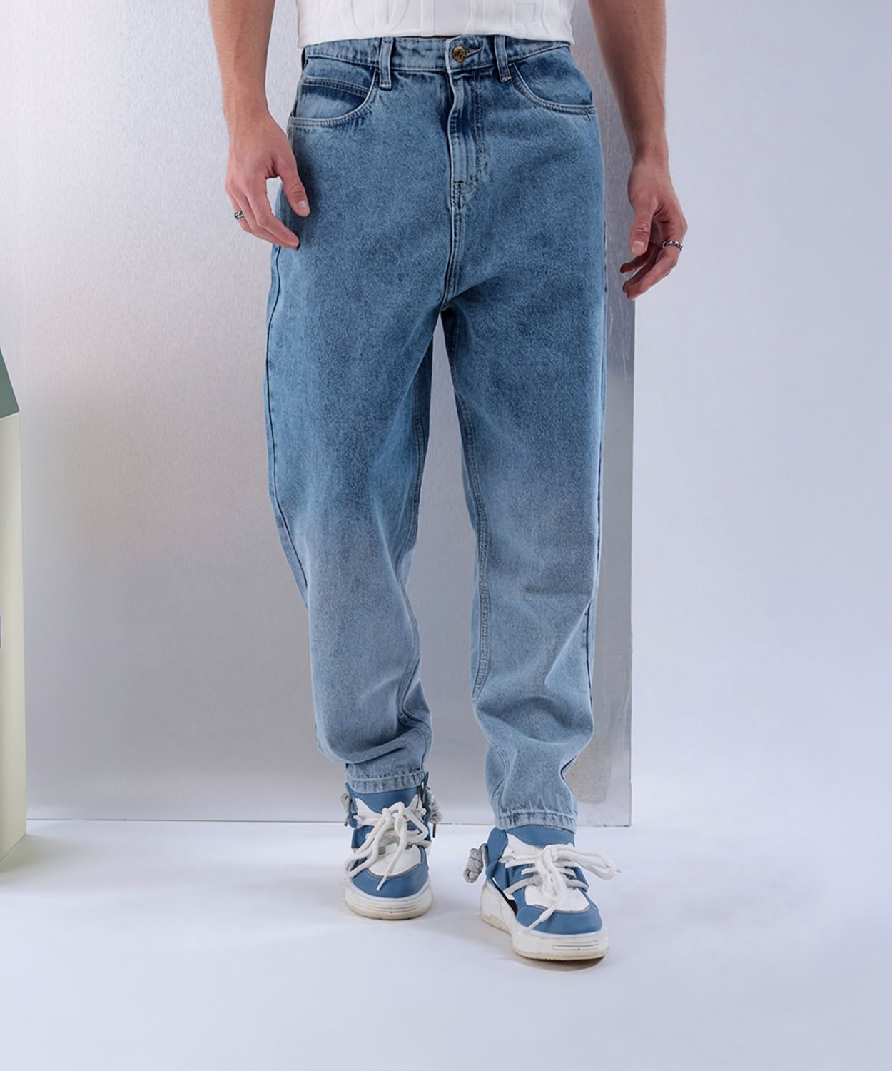 Image of The Indian Garage Co. Tapered Fit Men Blue Jeans
