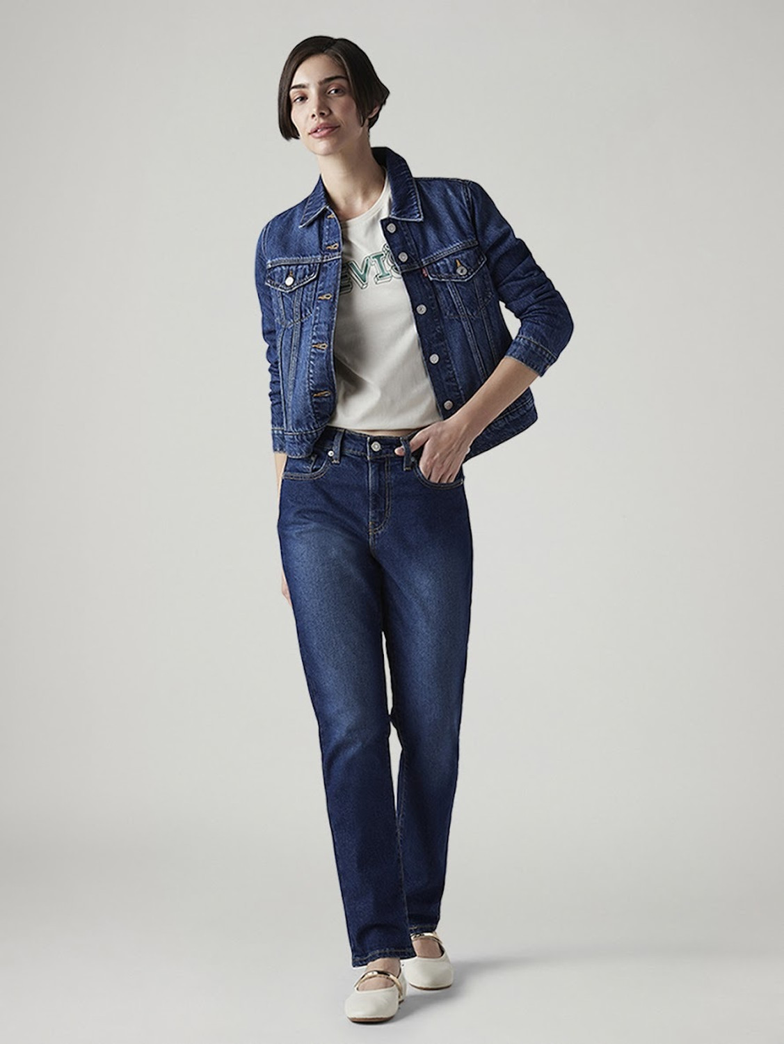 Image of LEVI'S Straight Fit Women Dark Blue Jeans