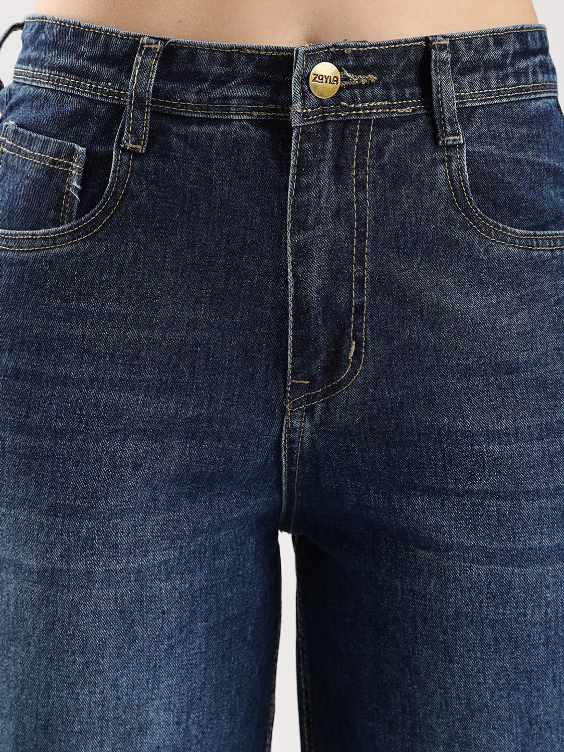 Image of zayla Flared Women Dark Blue Jeans