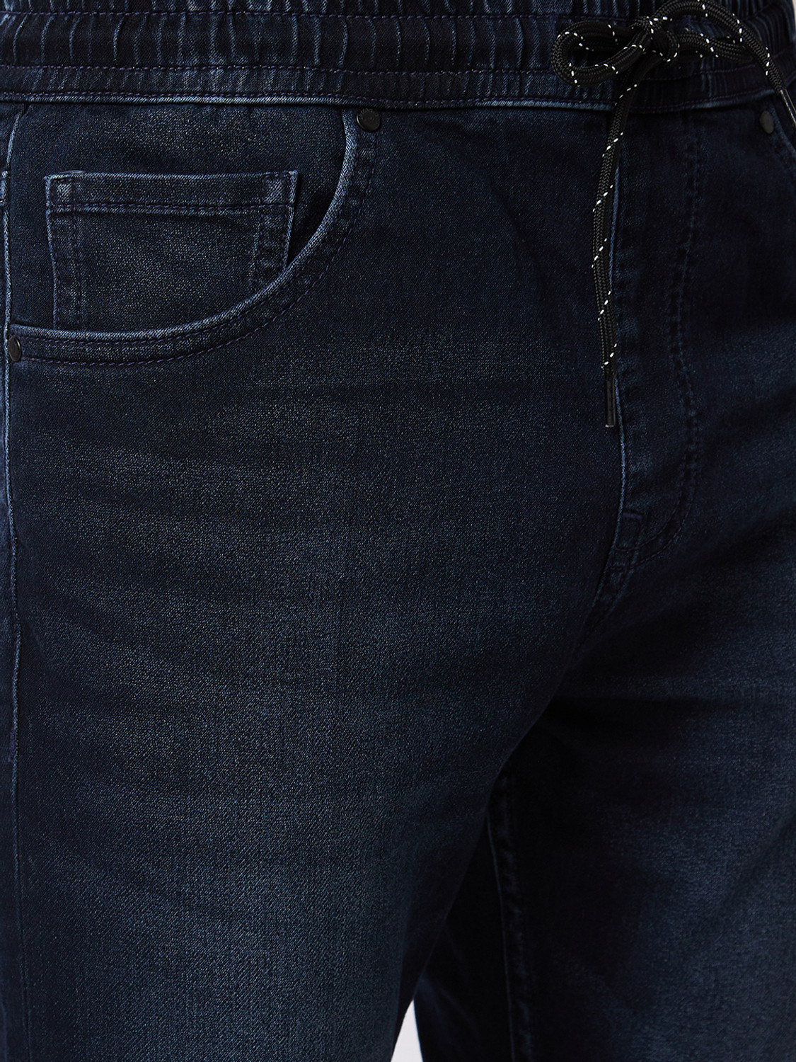 Image of Spykar Jogger Fit Men Dark Blue Jeans