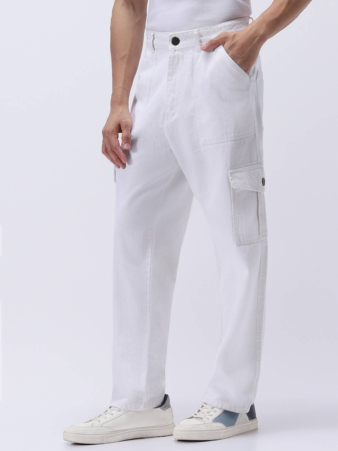 Urbano Fashion Loose Fit White Jeans - Image 2