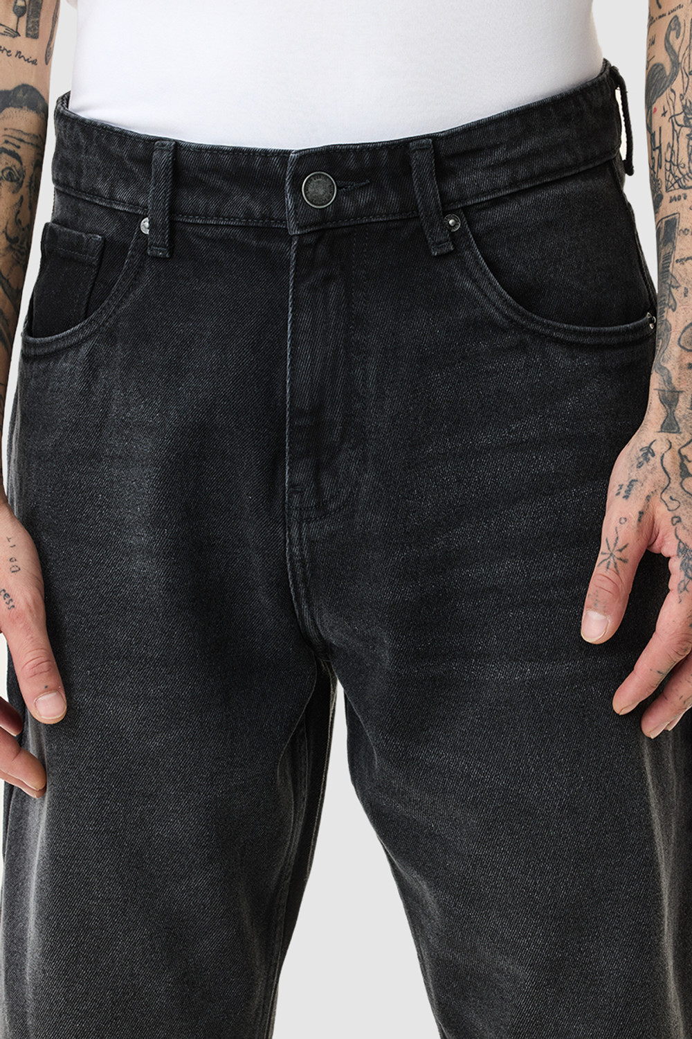 Image of Snitch Relaxed Fit Men Dark Grey Jeans