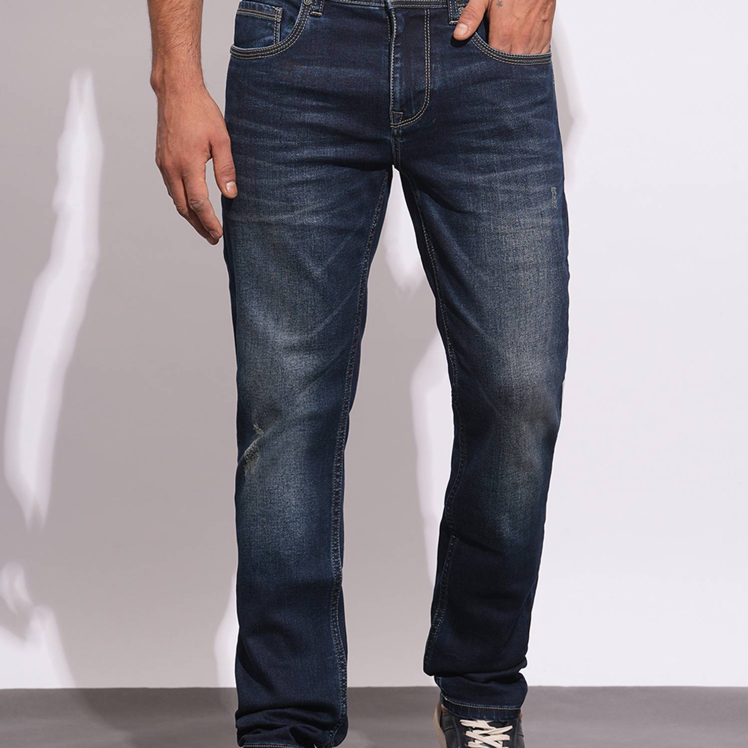 BEING HUMAN Dark Blue Slim Fit Denims For Men By Being Human Clothing Regular Men Dark Blue Jeans