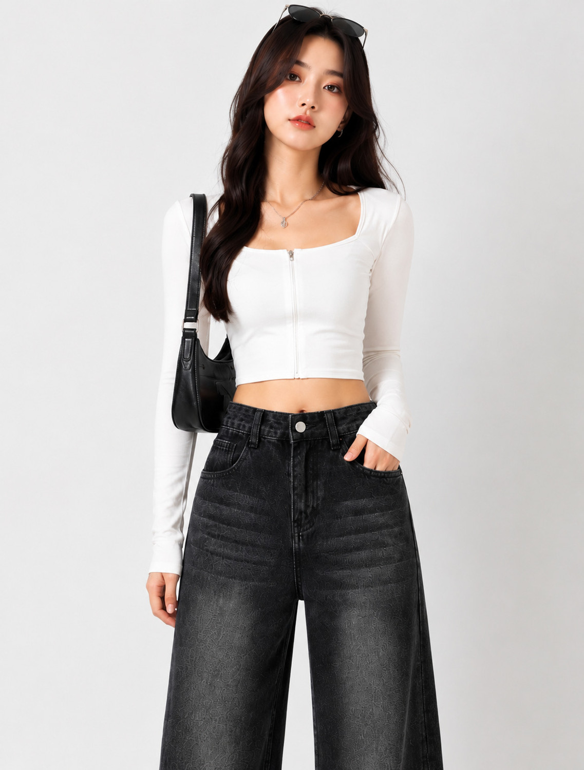 Image of ADIANADI Wide Leg Women Black Jeans