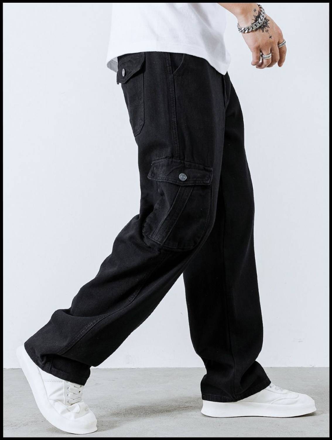TOP Relaxed Fit Men Black Jeans - Image 4