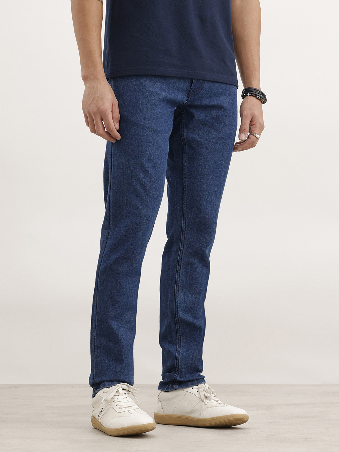 Image of WROGN Men Slim Mid Rise Blue Jeans