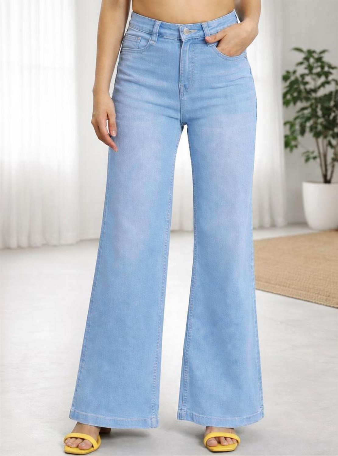 Image of KASHIAN Flared Women Light Blue Jeans