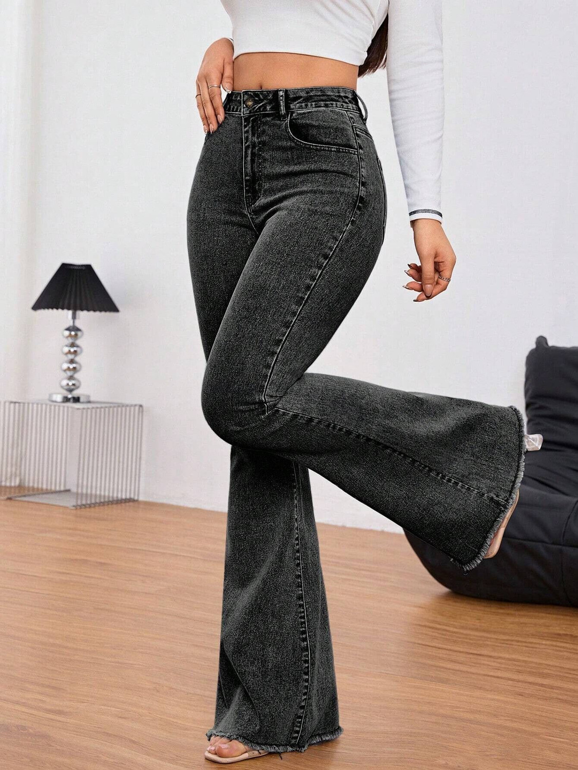 Image of KOTTY Boot-Leg Women Grey Jeans