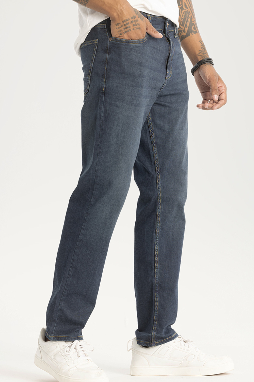 Image of Snitch Relaxed Fit Men Blue Jeans