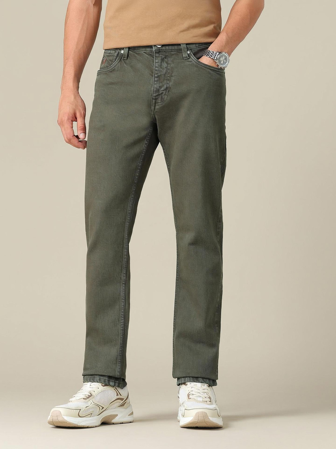 Image of U.S. Polo Assn. Denim Co. Tapered Fit Men Green Jeans