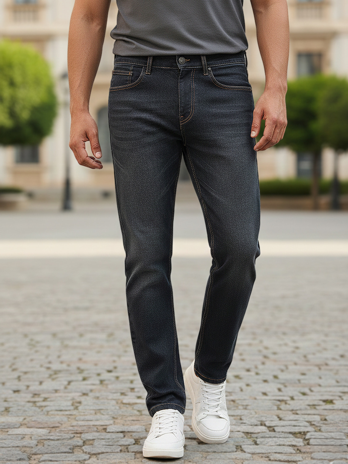 Image of Urbano Fashion Regular Men Black Jeans