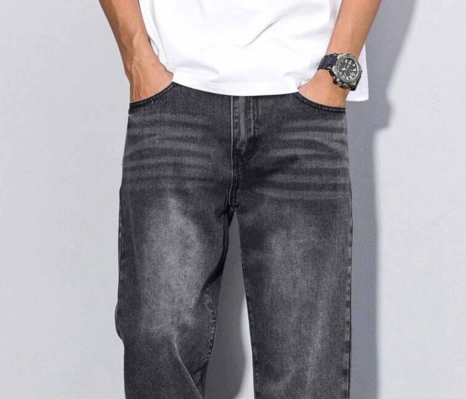 Image of DENIM LOOK Loose Fit Men Dark Grey Jeans