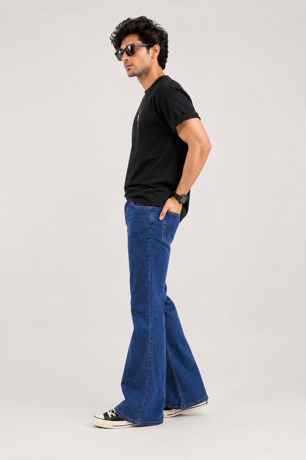 Image of LA HOMMI Boot-Leg Men Dark Blue Jeans