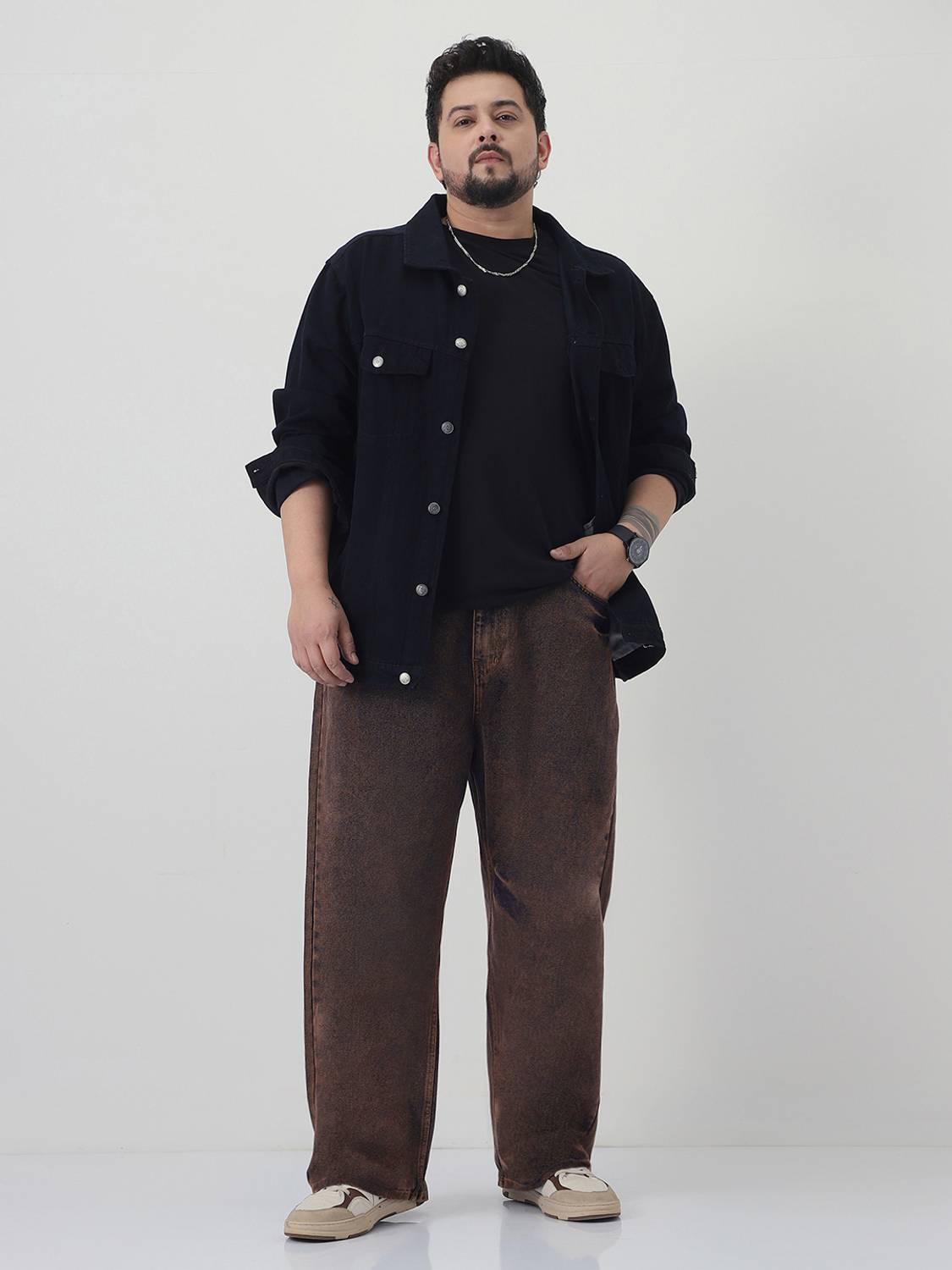 Urbano Plus Loose Fit Men Brown Jeans - Image 4
