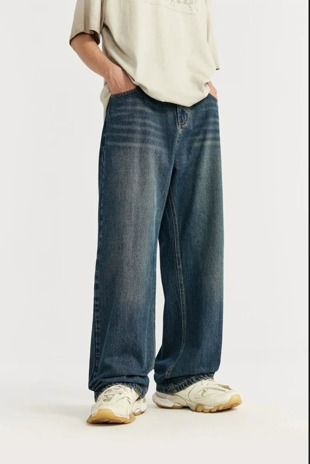 Image of RIHANTRADE Wide Leg Men Blue Jeans