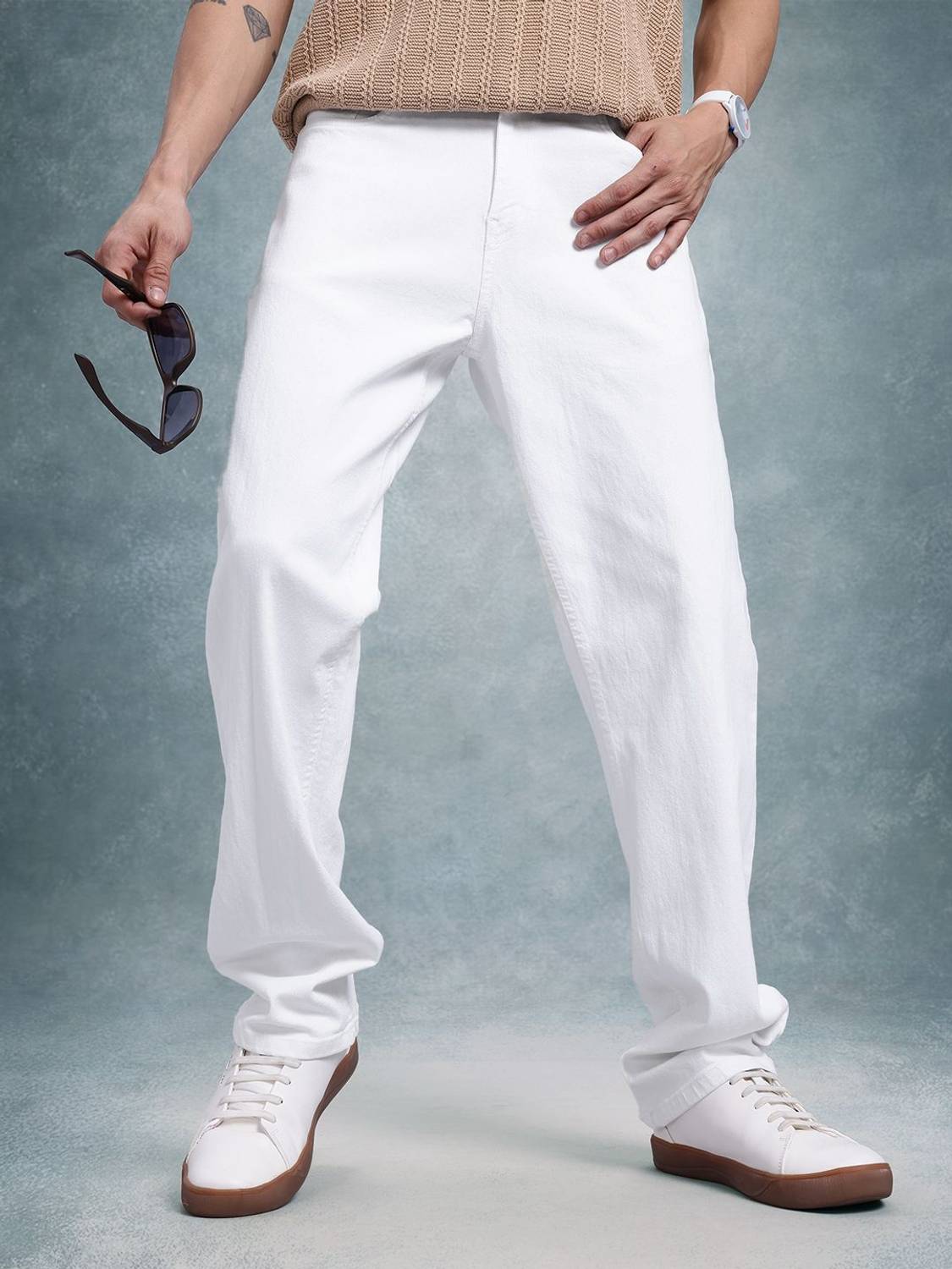 Roadster Straight Fit Men White Jeans