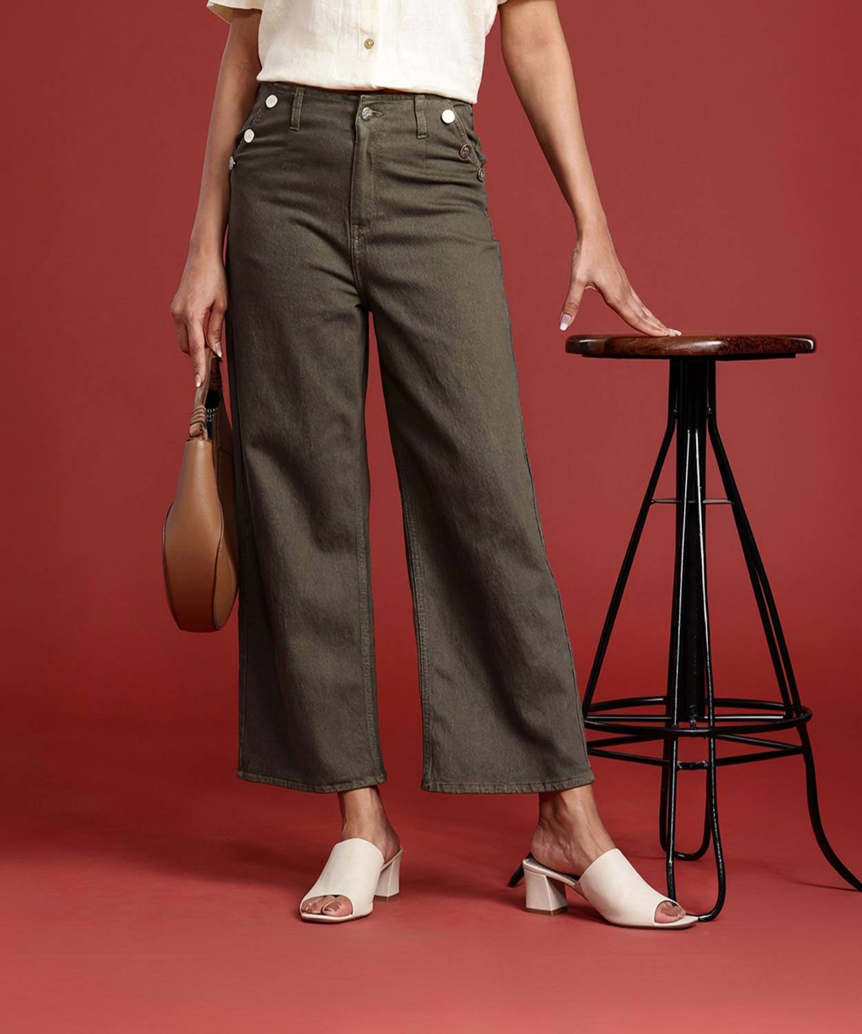 all about you Wide Leg Women Green Jeans