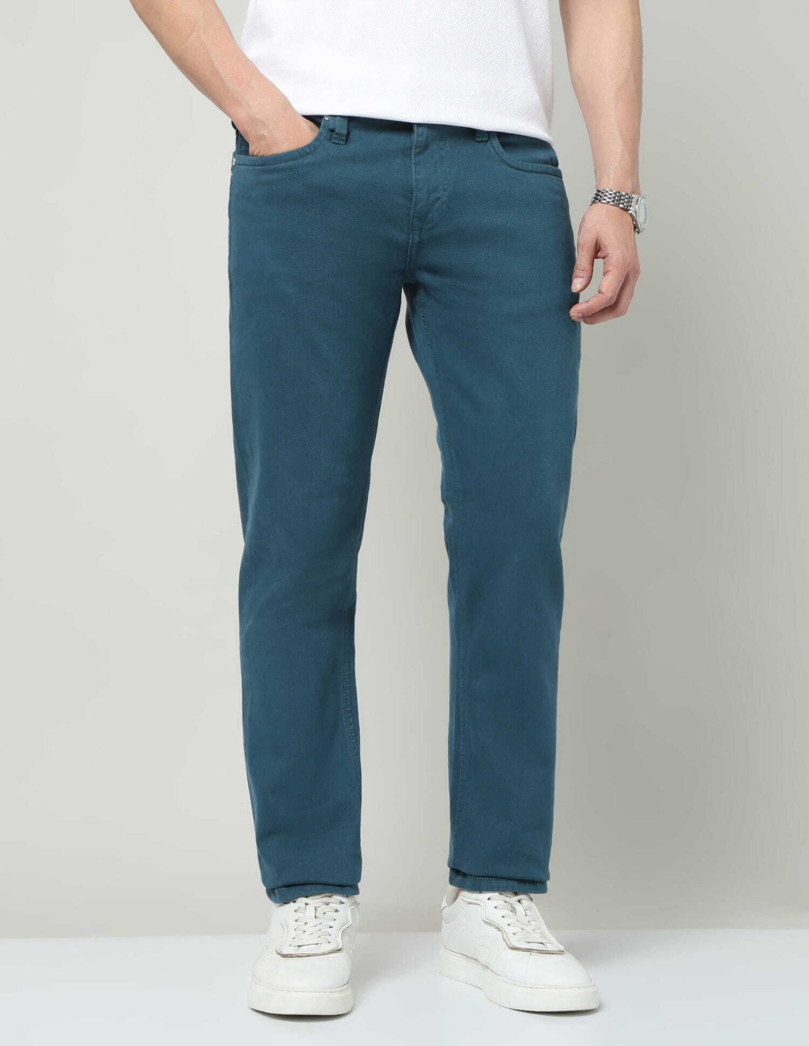 Image of AD by Arvind Slim Men Blue Jeans