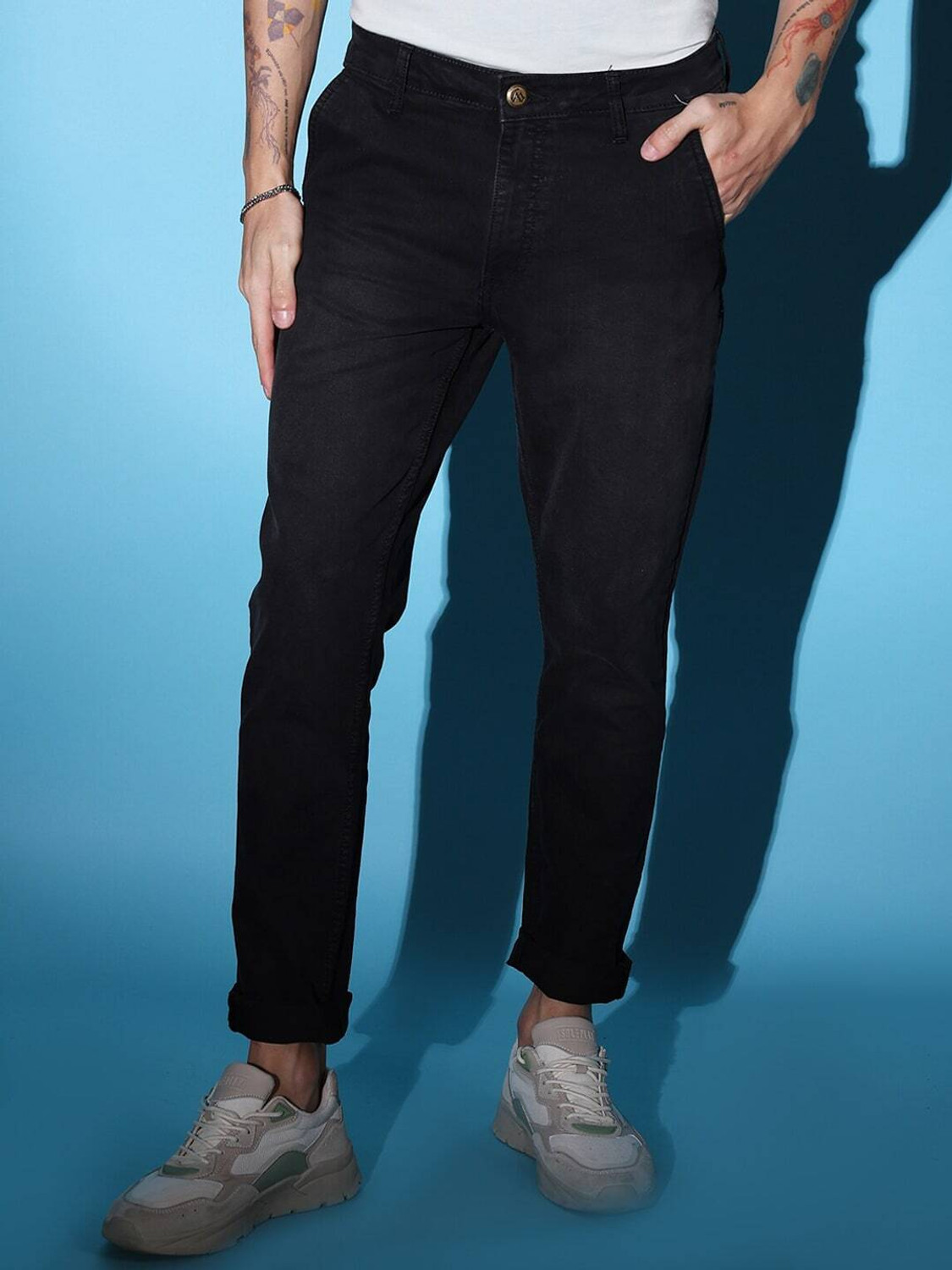 Image of The Indian Garage Co. Slim Men Black Jeans