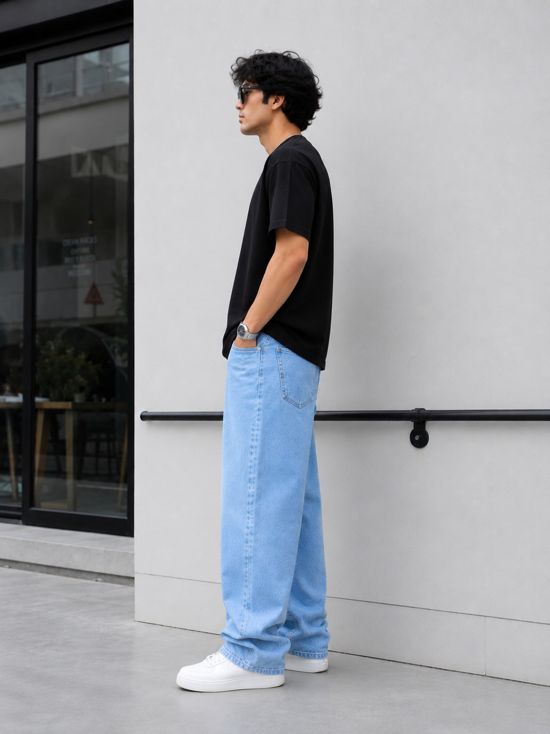 Image of Pahiraav Wide Leg Men Light Blue Jeans