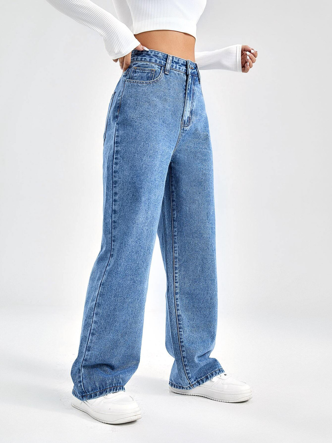 Image of DENIM LOOK Wide Leg Women Light Blue Jeans