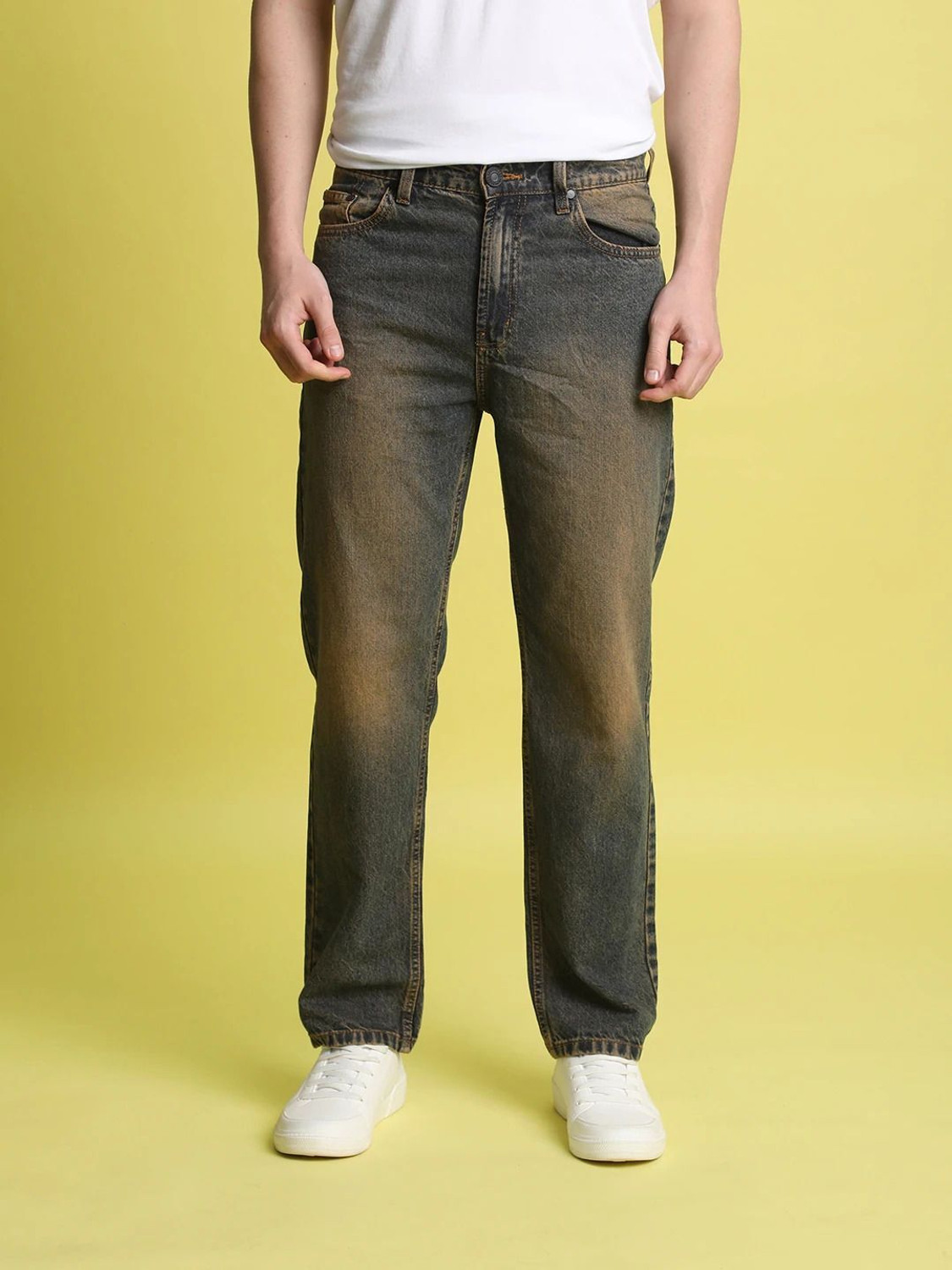 Image of Bene Kleed Men Straight Fit Mid Rise Blue Jeans