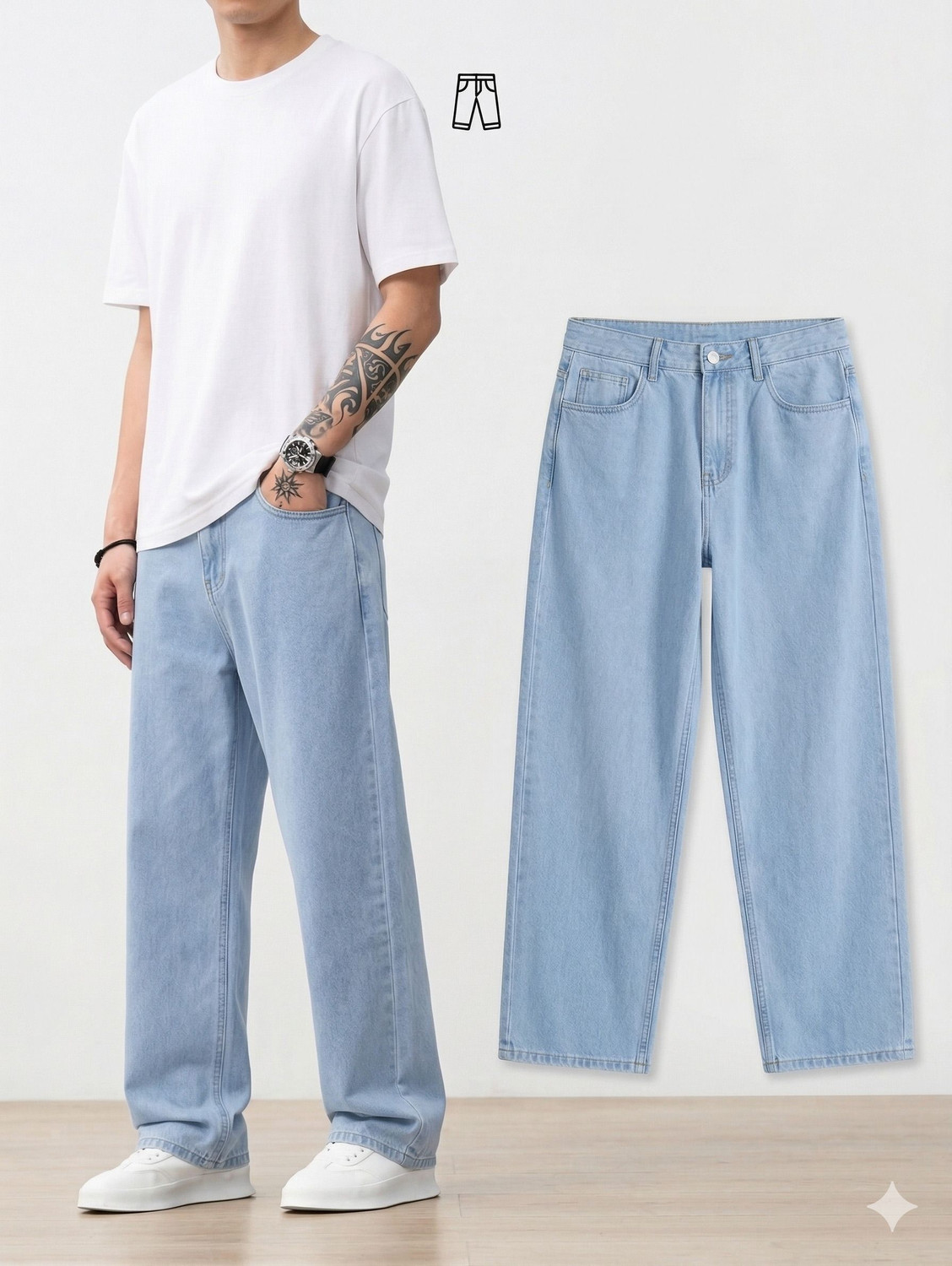 Image of VORNIX DENIM Loose Fit Men Light Blue Jeans