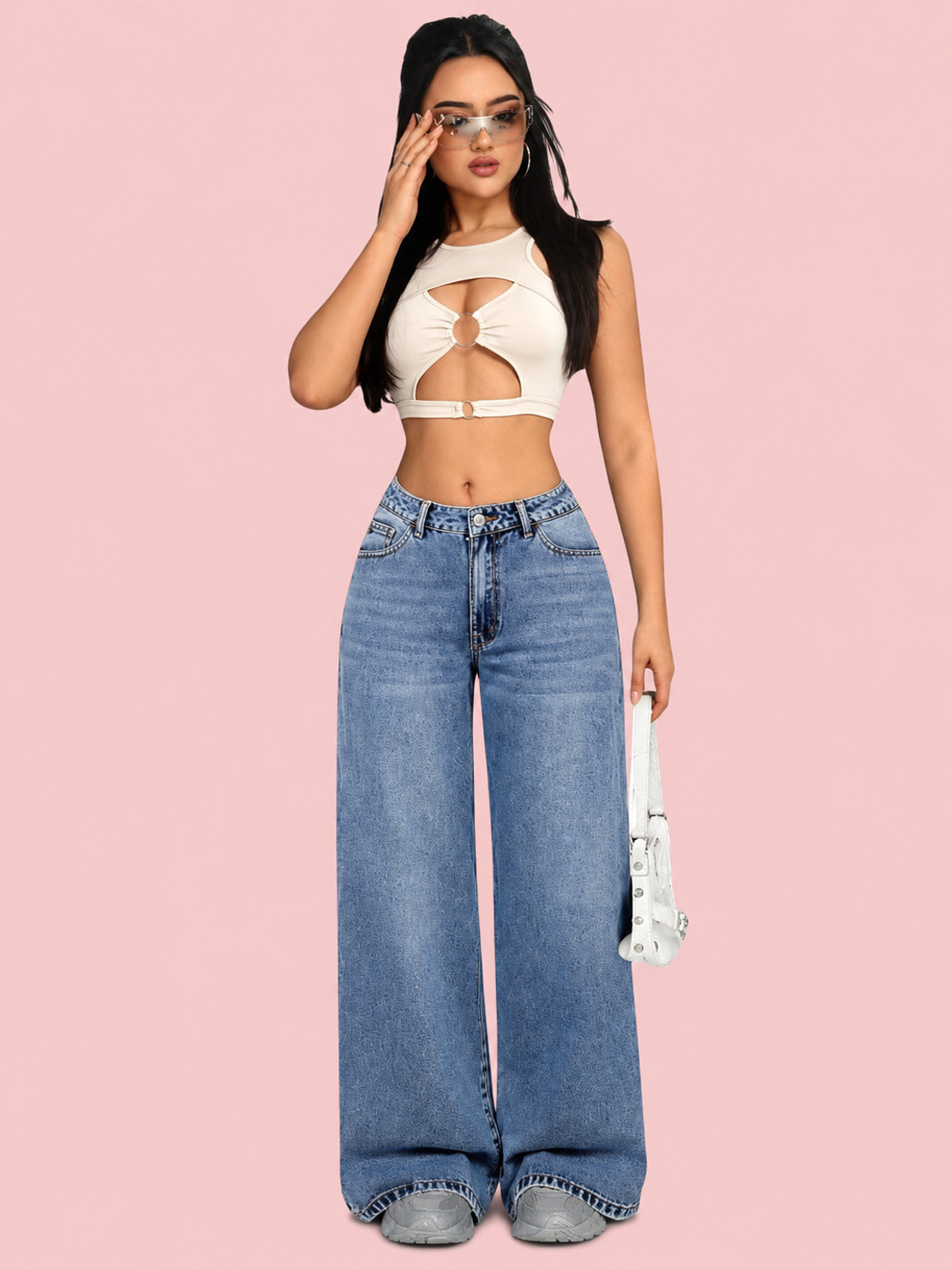 Image of TYFFYN Loose Fit Women Light Blue Jeans