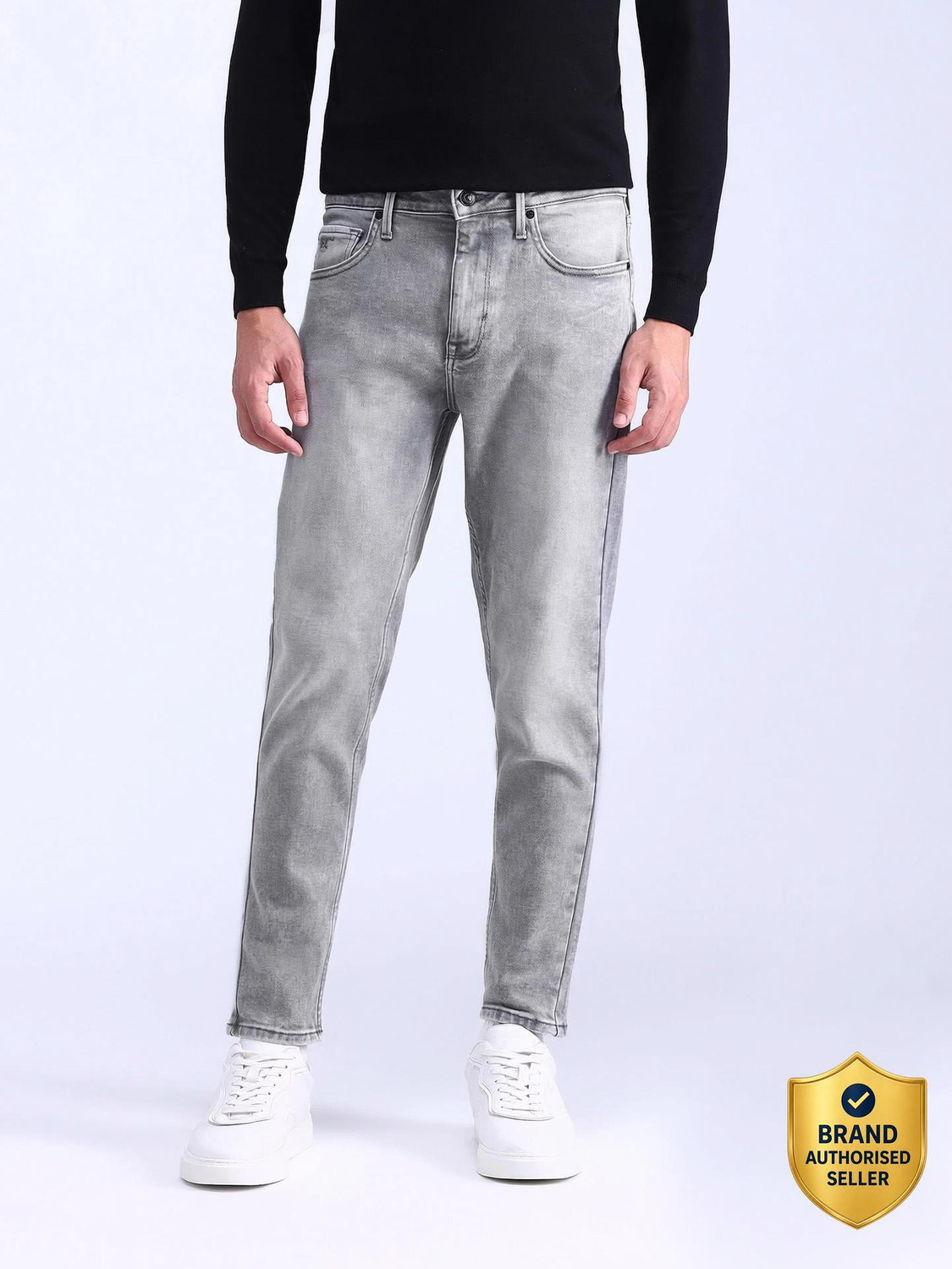 Image of FLYING MACHINE Straight Fit Men Grey Jeans