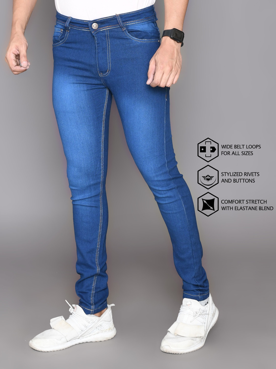 Image of Lzard Slim Men Dark Blue Jeans