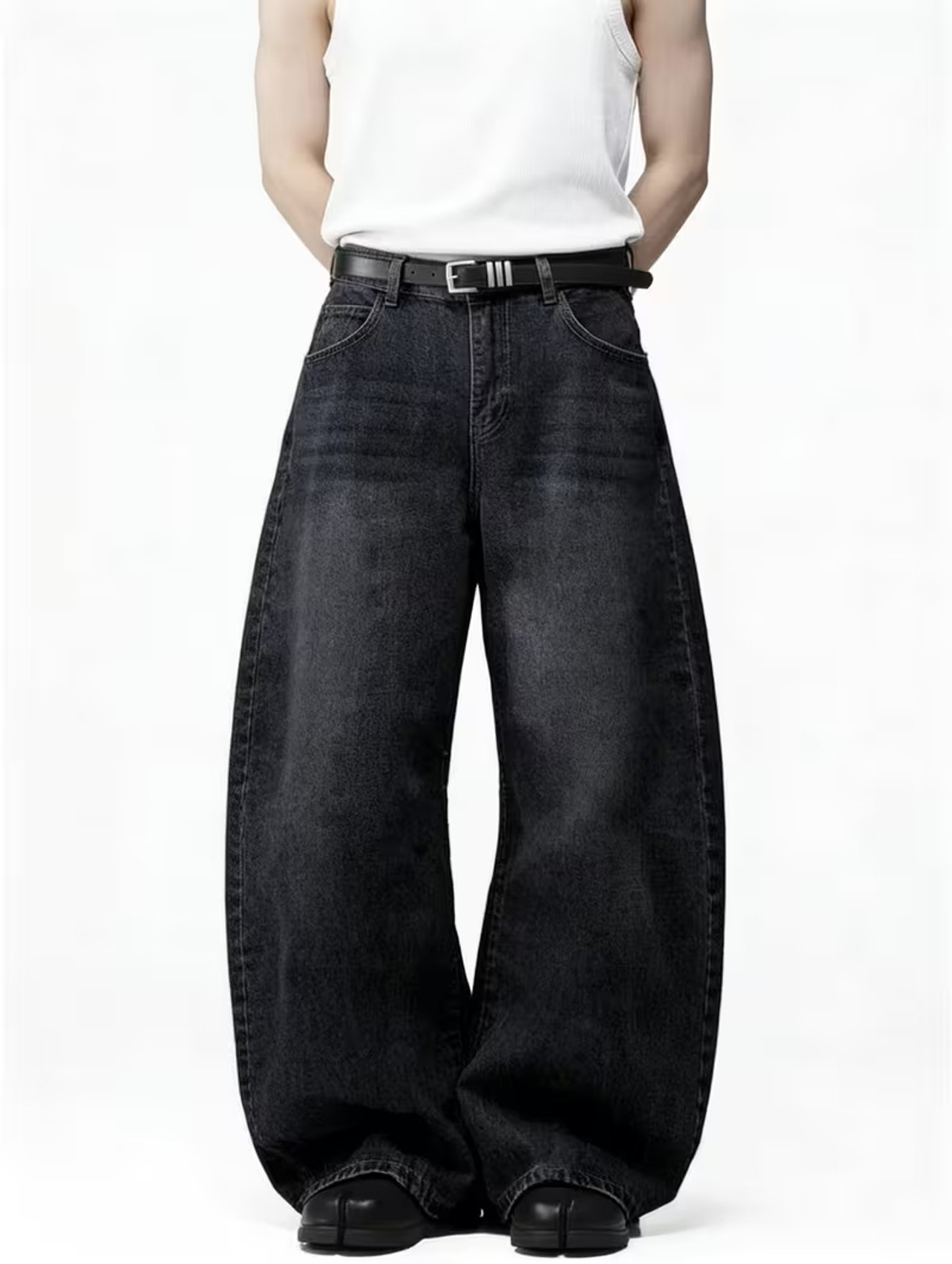 Image of sky collection Wide Leg Men Black Jeans
