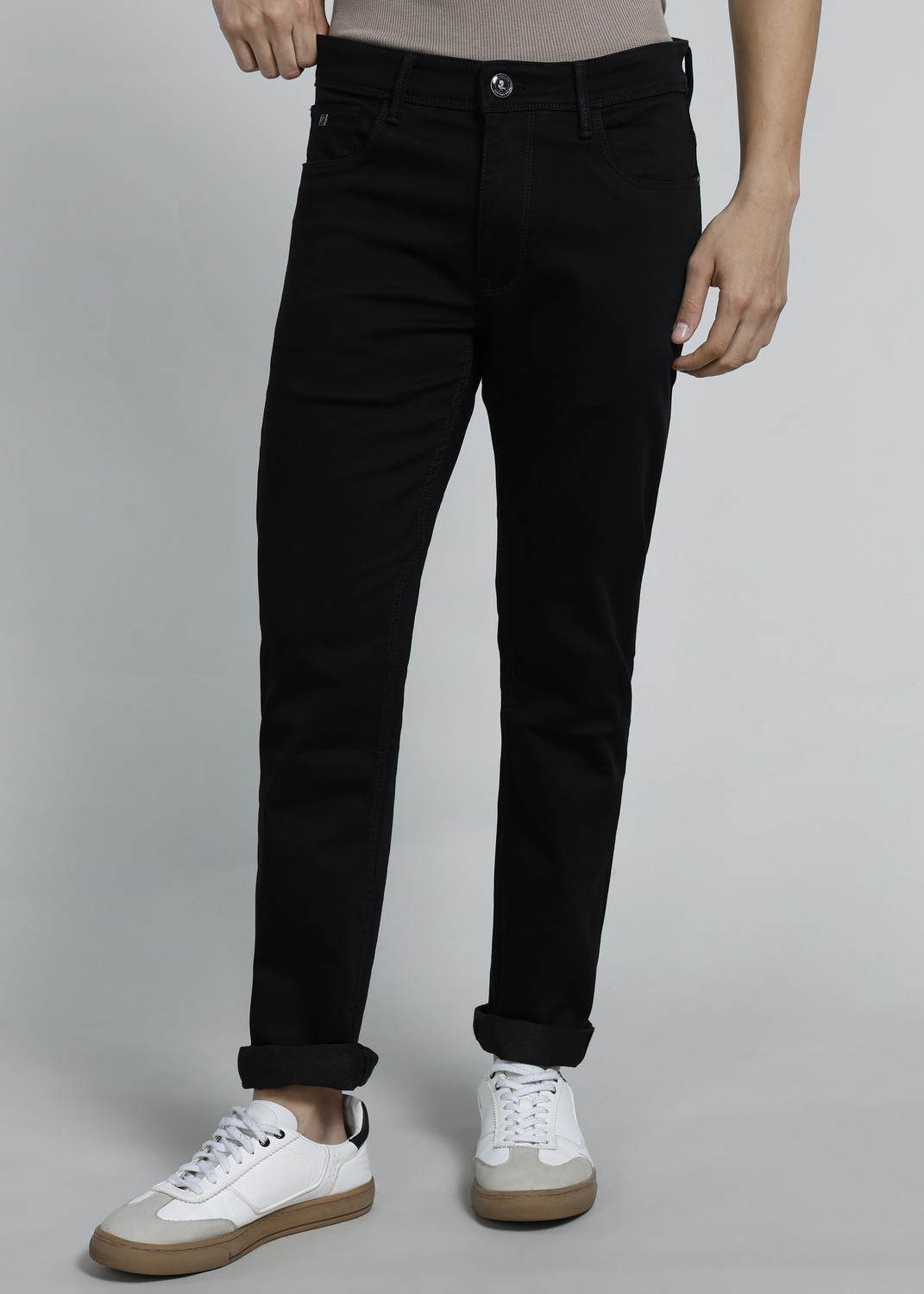 Image of PETER ENGLAND Men Regular Mid Rise Black Jeans