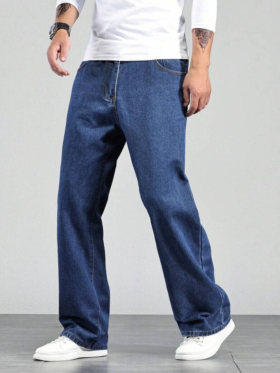 Image of DENIM LOOK Loose Fit Men Dark Blue Jeans