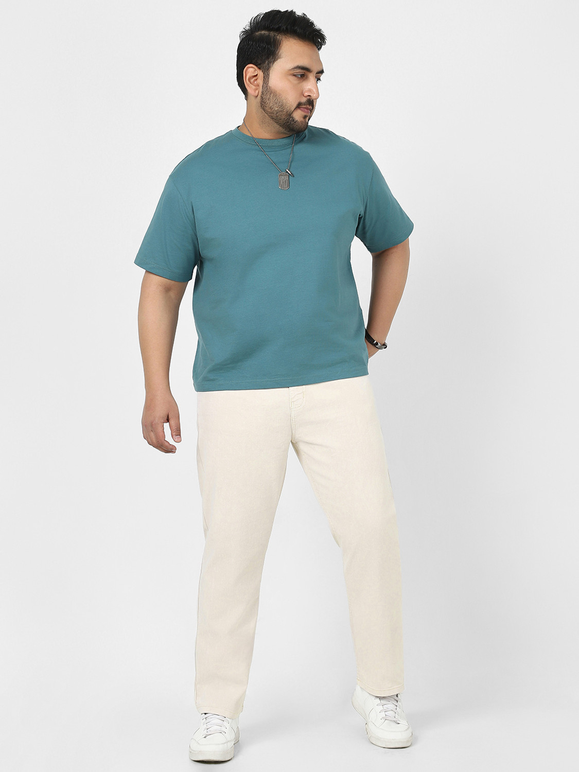 Image of Urbano Plus Straight Fit Men Beige Jeans