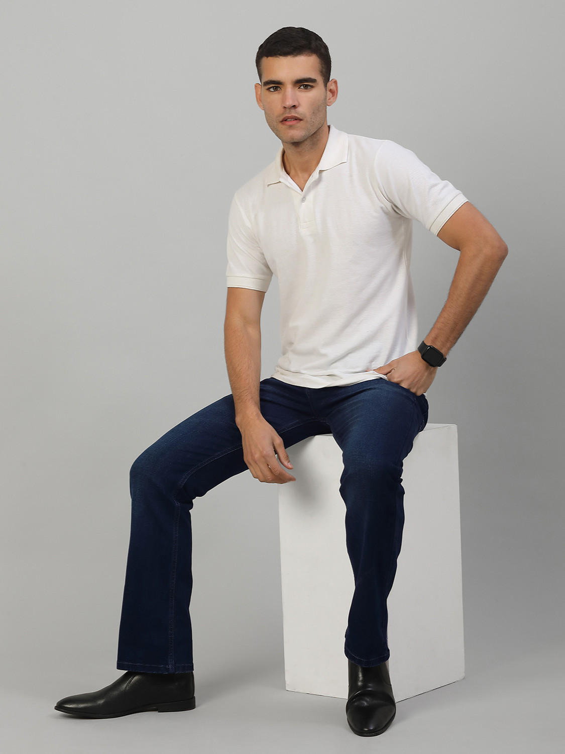 Image of LOUIS STITCH Boot-Leg Men Blue Jeans