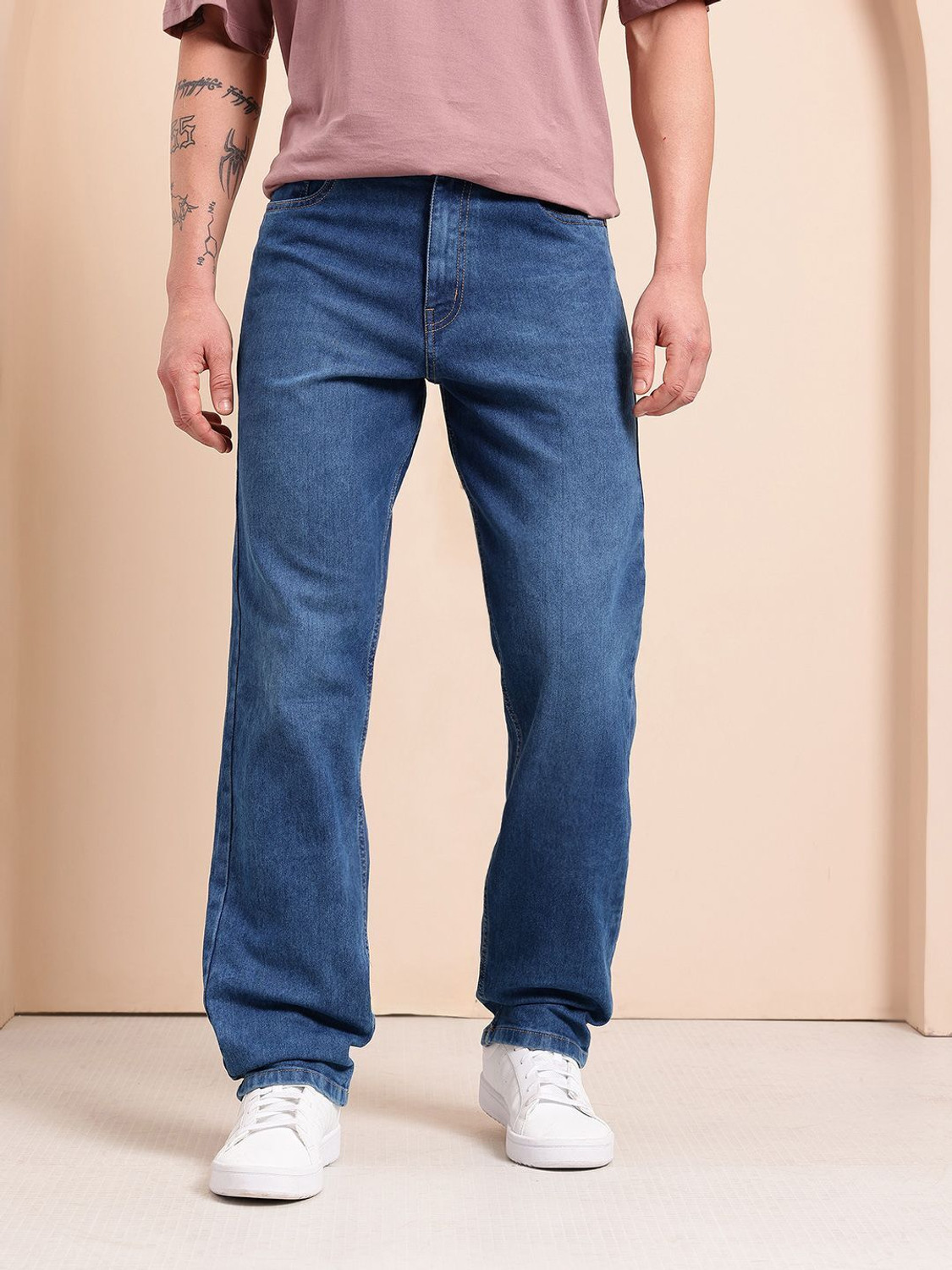 Image of Mast & Harbour Straight Fit Men Blue Jeans