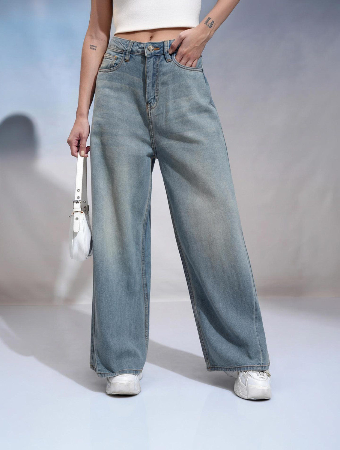 Image of Tokyo Talkies Flared Women Light Blue Jeans