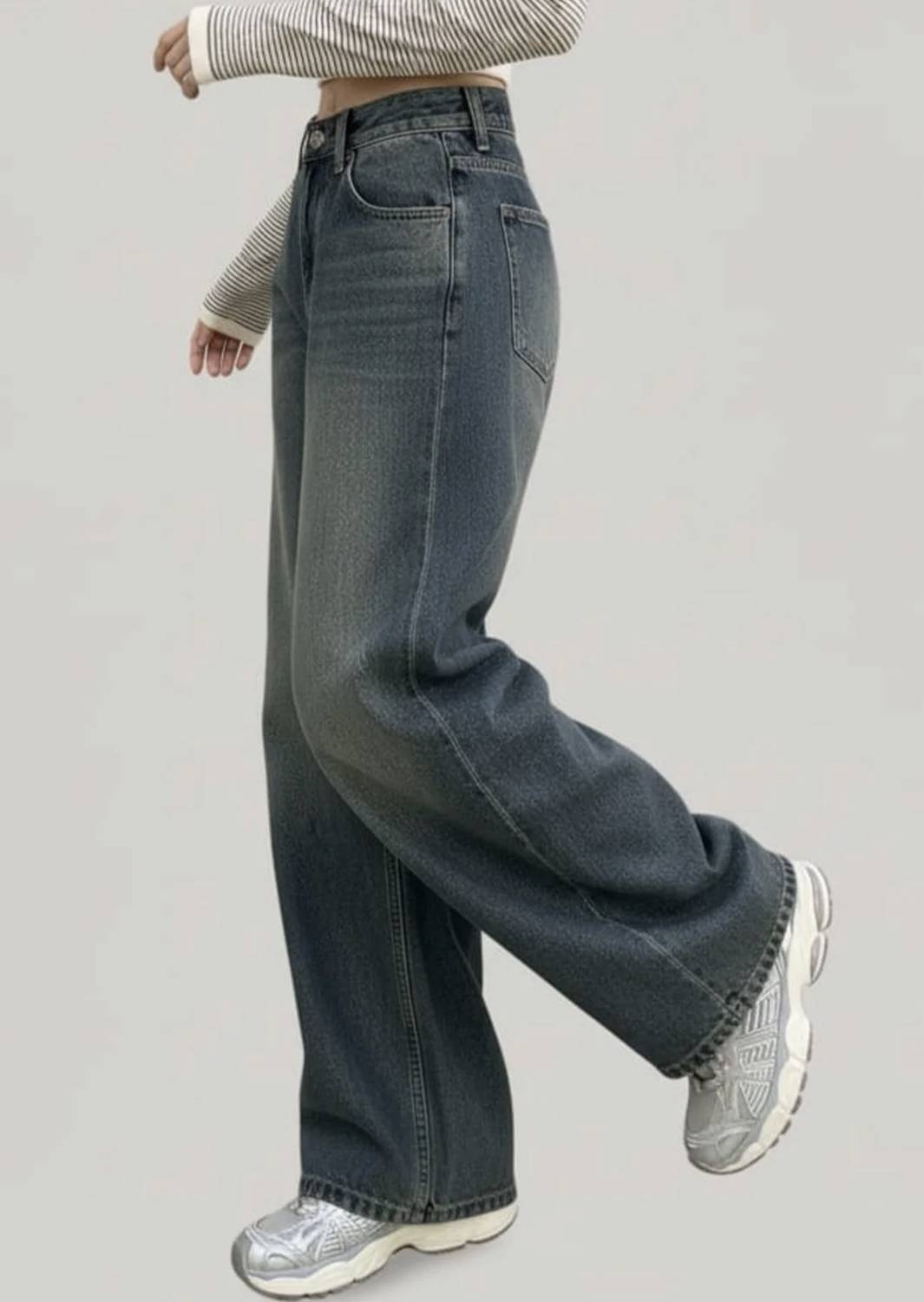 H&H Wide Leg Women Dark Blue Jeans - Image 3