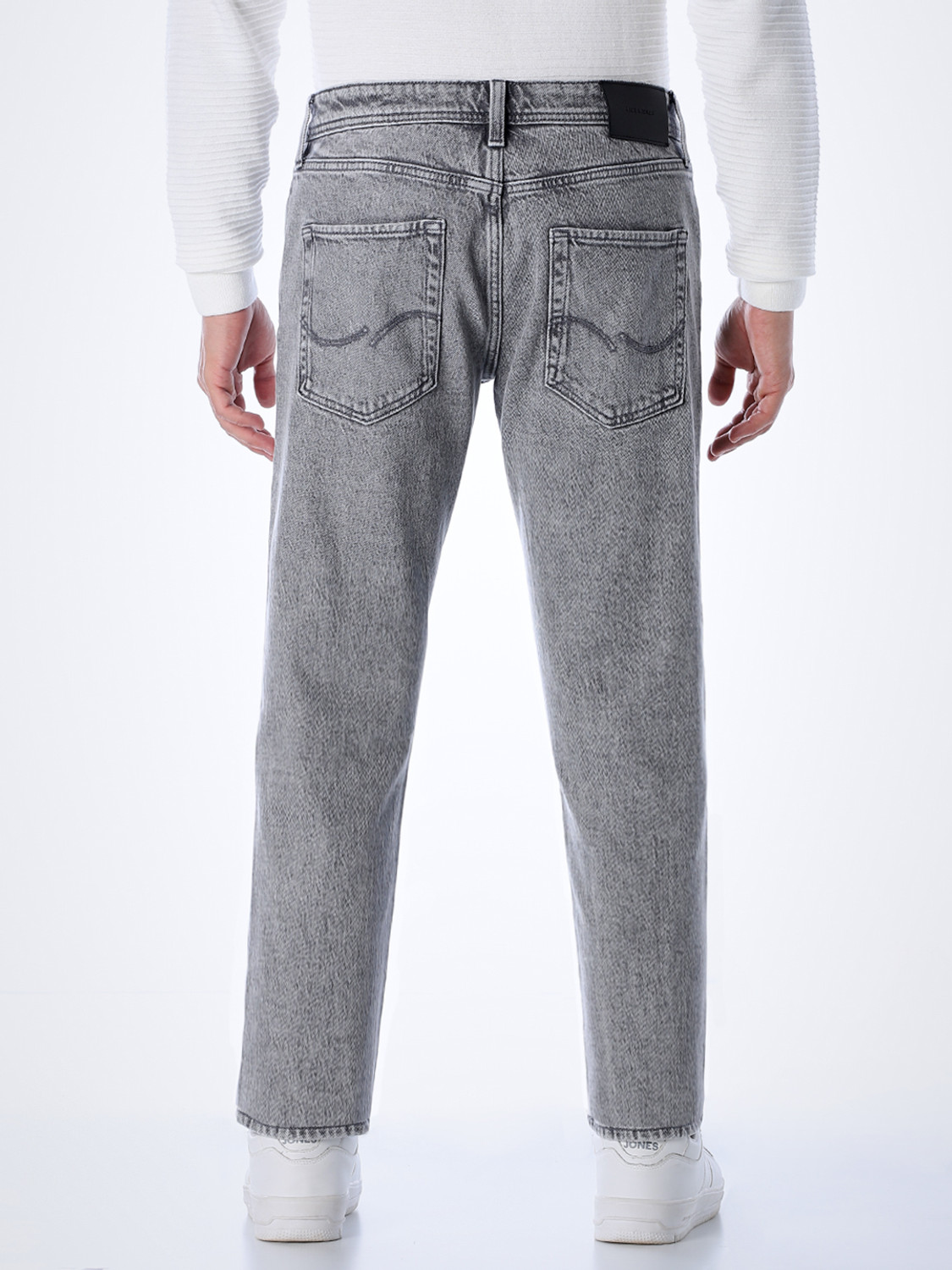Image of JACK & JONES Men Tapered Fit Low Rise Grey Jeans