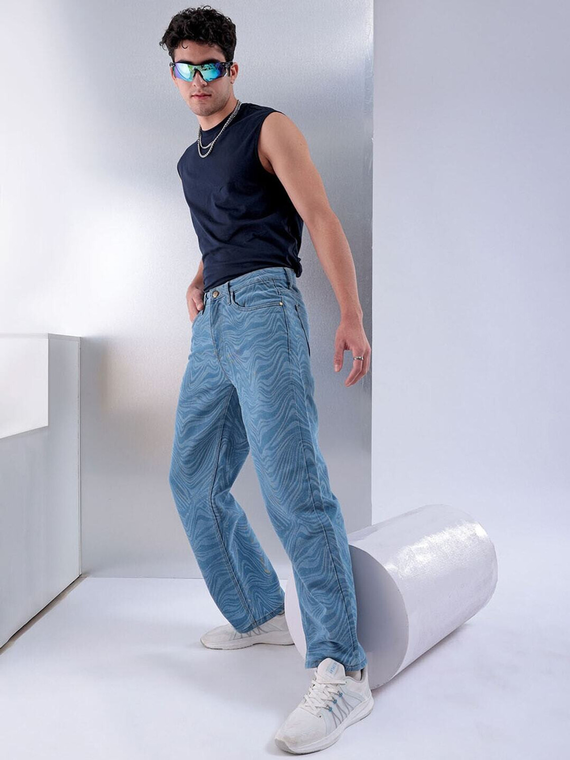 Image of The Indian Garage Co. Relaxed Fit Men Blue, Light Blue Jeans