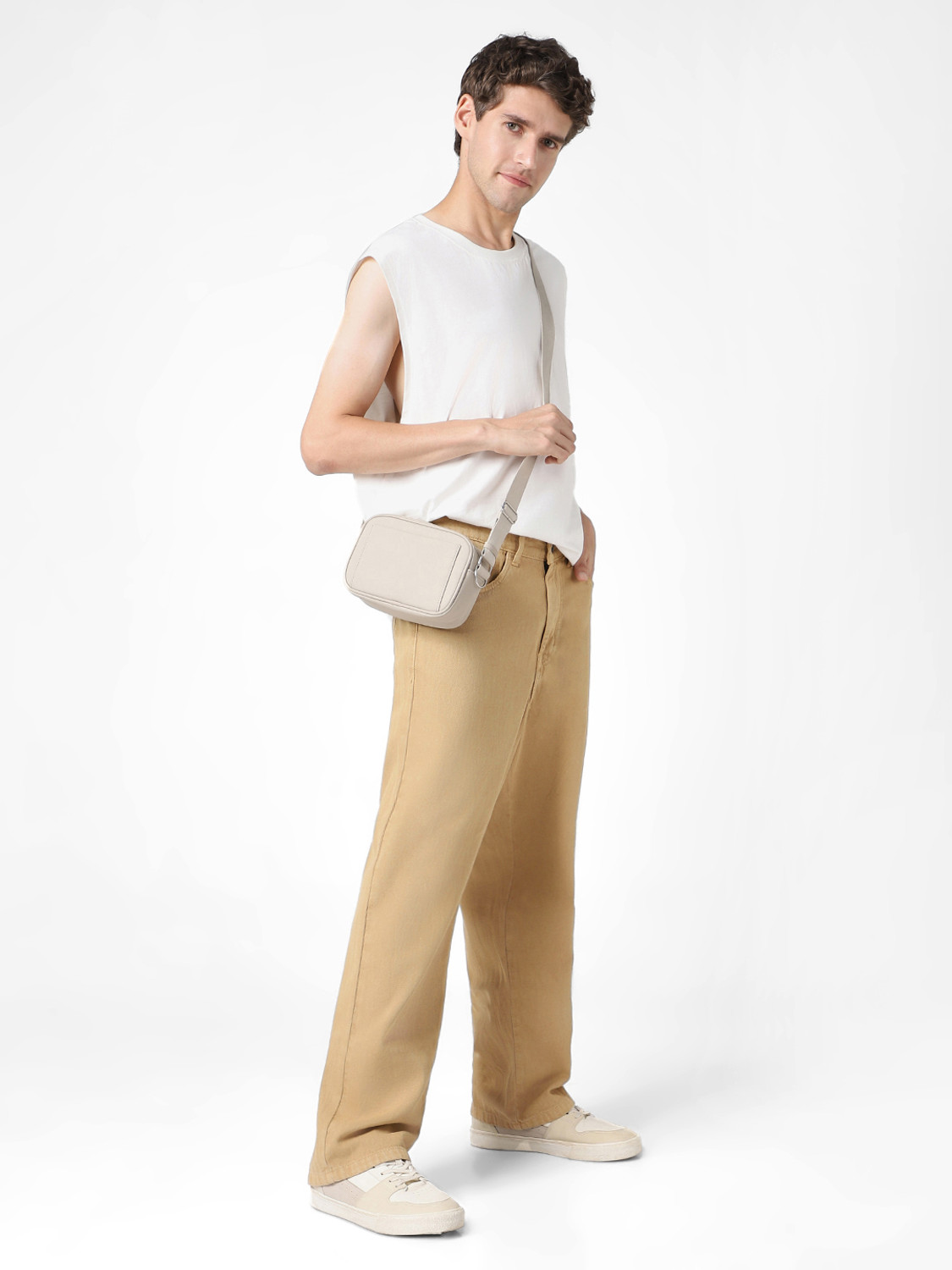 Image of Urbano Fashion Loose Fit Men Beige Jeans