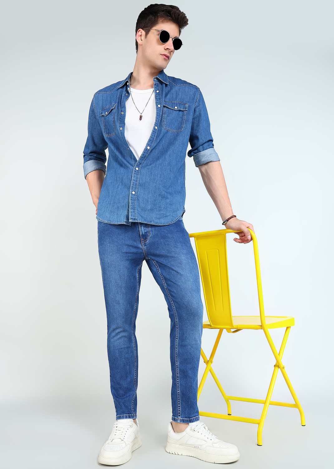 Image of FLYING MACHINE Relaxed Fit Men Blue Jeans