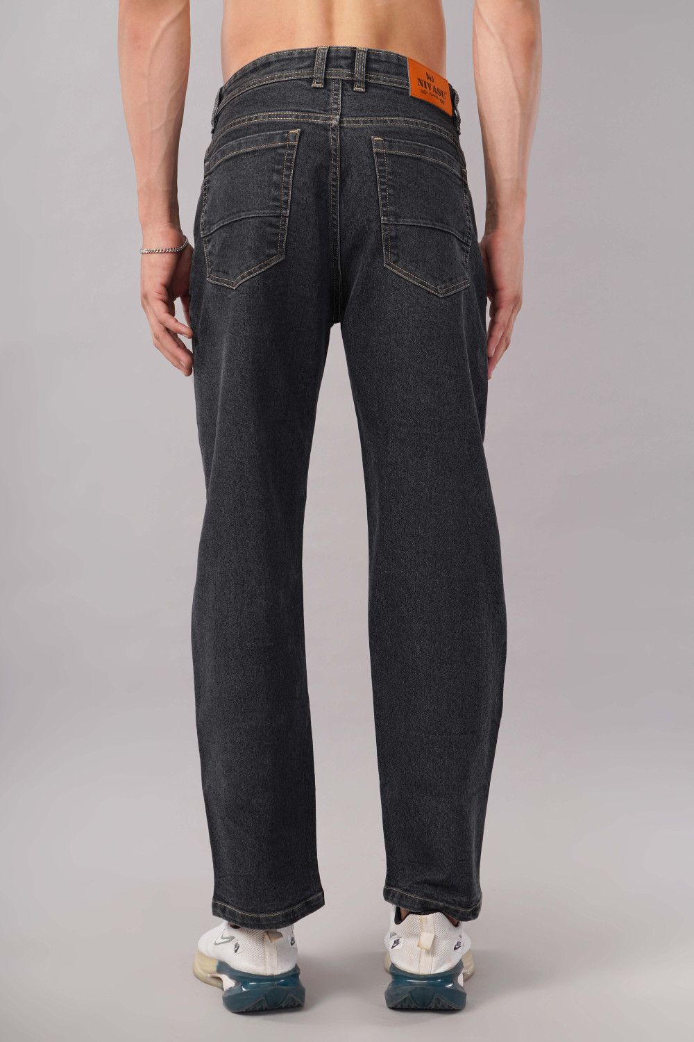Image of NIVASU Straight Fit Men Dark Grey Jeans