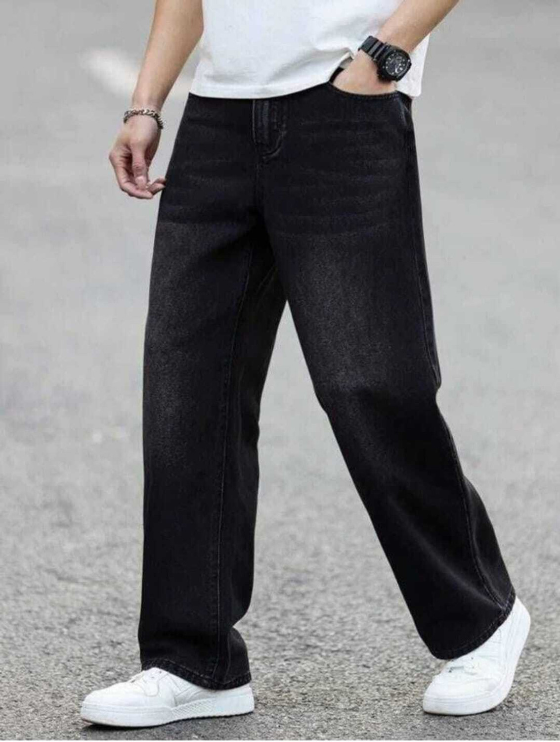 Image of RKDENIM Straight Fit Men Black Jeans