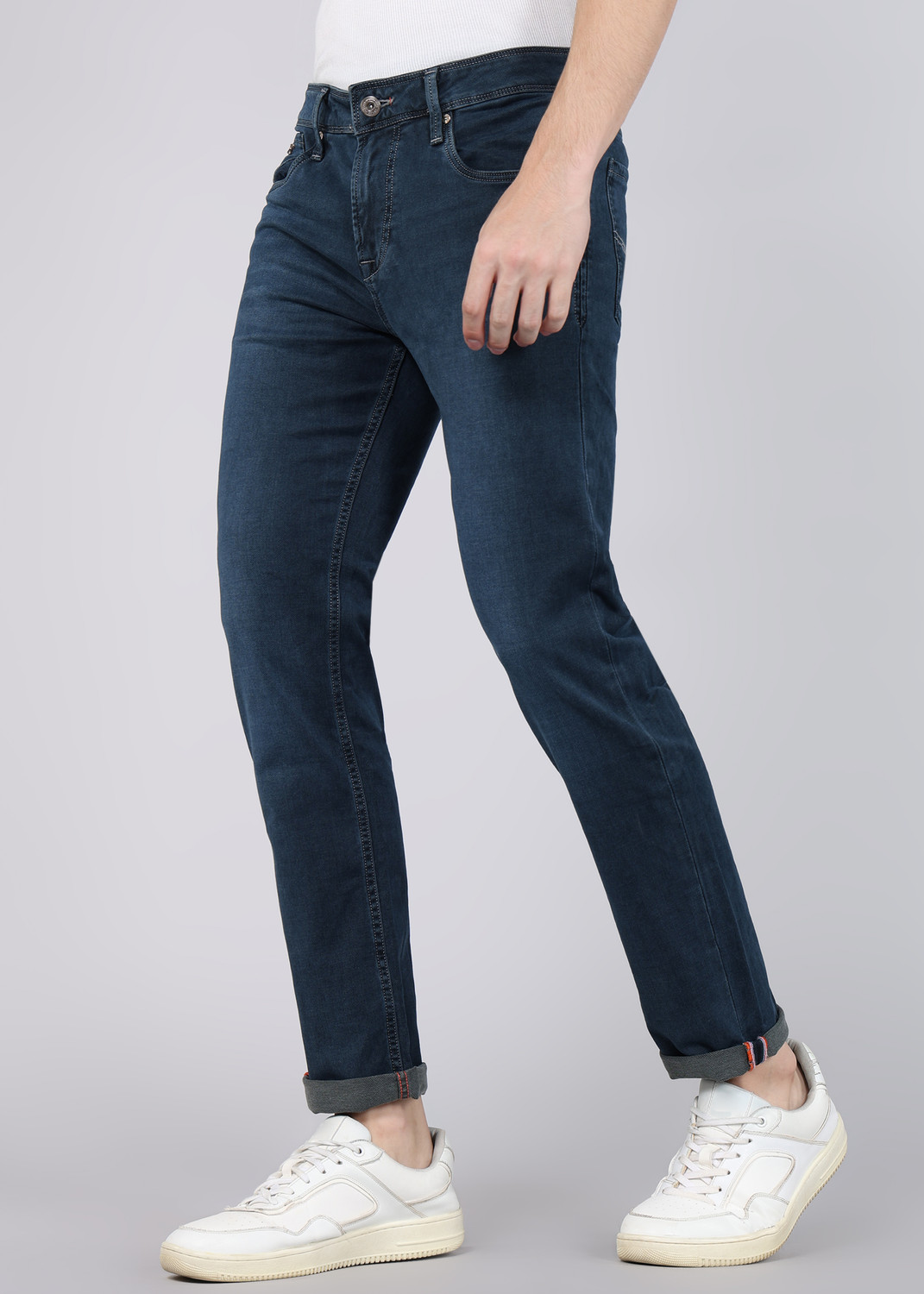 Image of KILLER Men Slim Mid Rise Dark Blue Jeans