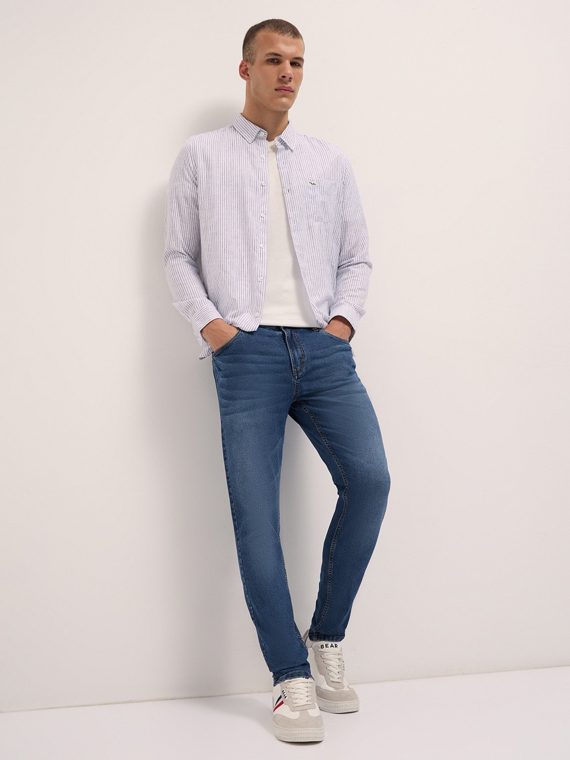 Image of THE BEAR HOUSE Skinny Men Dark Blue Jeans
