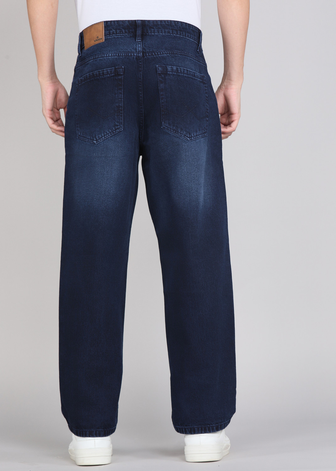 Image of WROGN Men Loose Fit Mid Rise Blue Jeans
