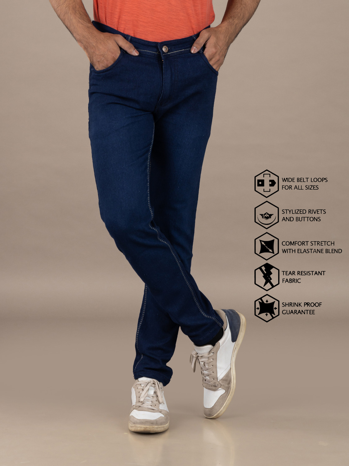 Image of Lzard Slim Men Dark Blue Jeans
