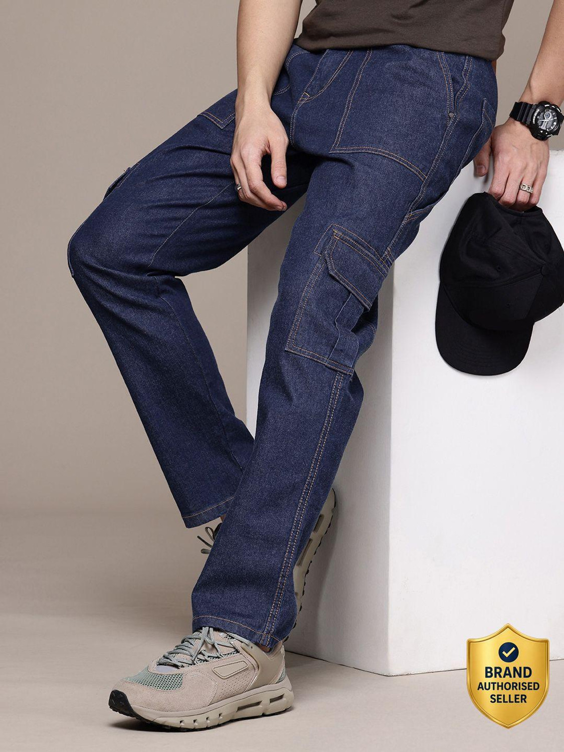 Image of WROGN Relaxed Fit Men Blue Jeans