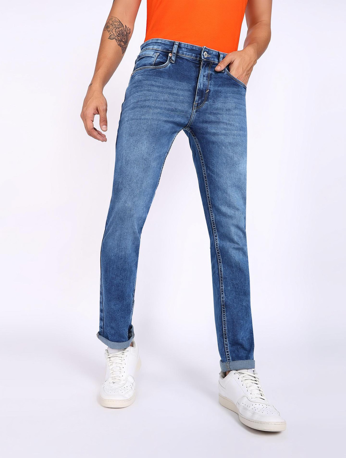 Image of FLYING MACHINE Slim Men Blue Jeans